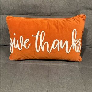 Kirklands Rust colored 'Give Thanks' Decorative Pillow